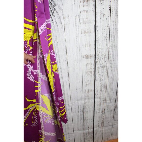 Vintage Sun Fashions of Hawaii Purple Floral Print Chinese Style Dress Pants 10 - Picture 6 of 16